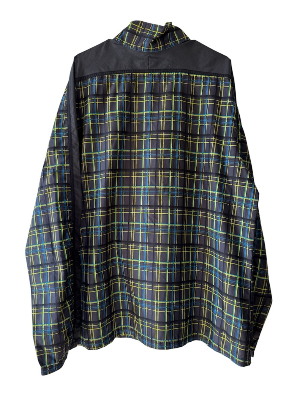 Nike Plaid Half Zip Windbreaker Jacket Men’s XXL Black Blue Yellow Anorak - Picture 2 of 6